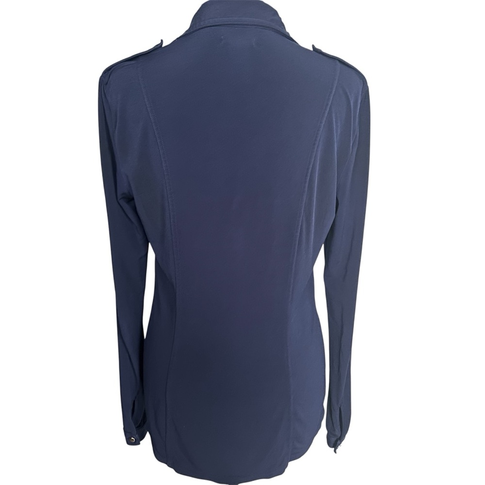 Cache Navy Button-Front Utility Blouse | Long Sle… - image 4